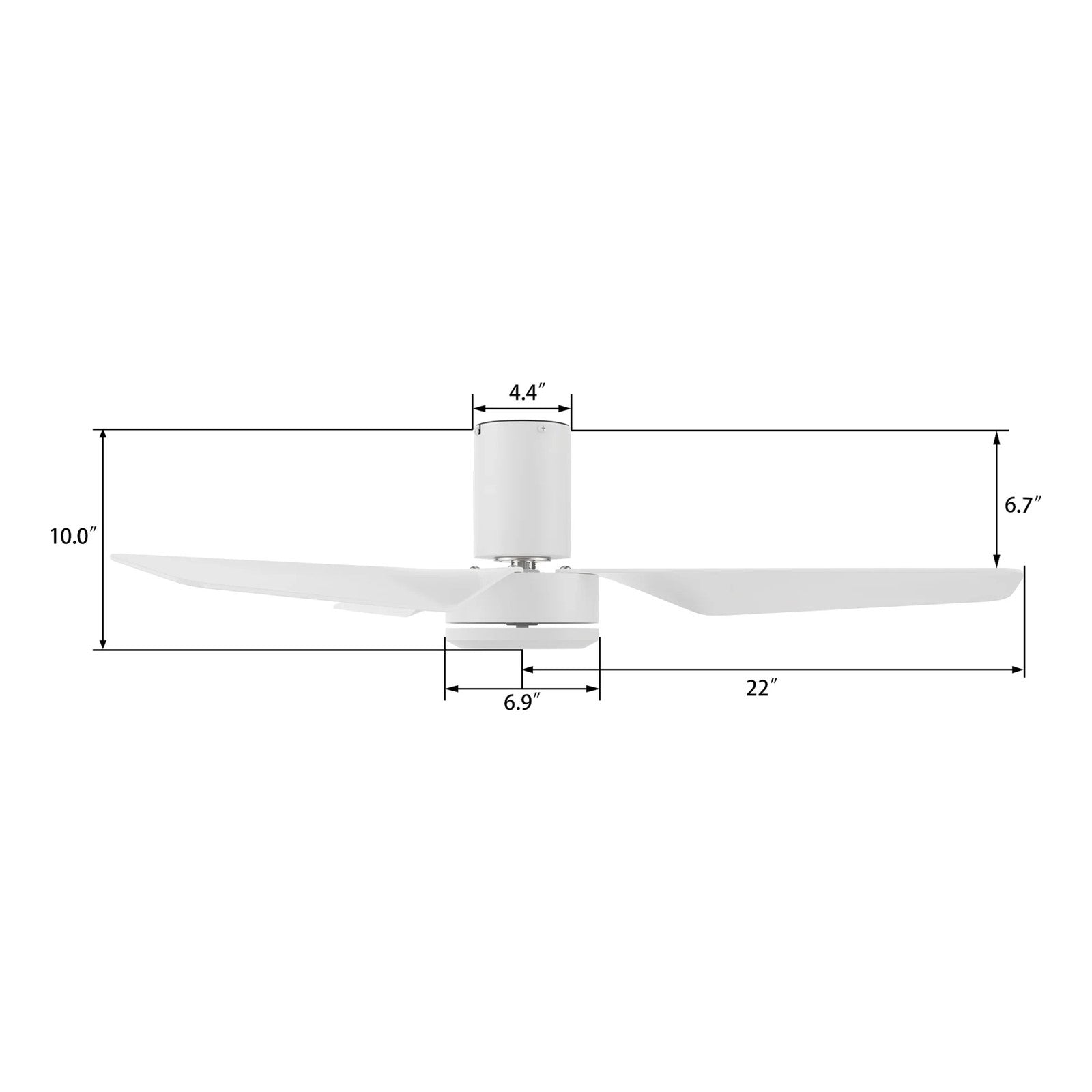 Carro Caerus 44in 3-Blade Flush Mount Ceiling Fan | Modern White and ABS | Living Room & Bedroom | 44 x 44 x 10 in | Model CFR443N2-N10-W1-1-FM