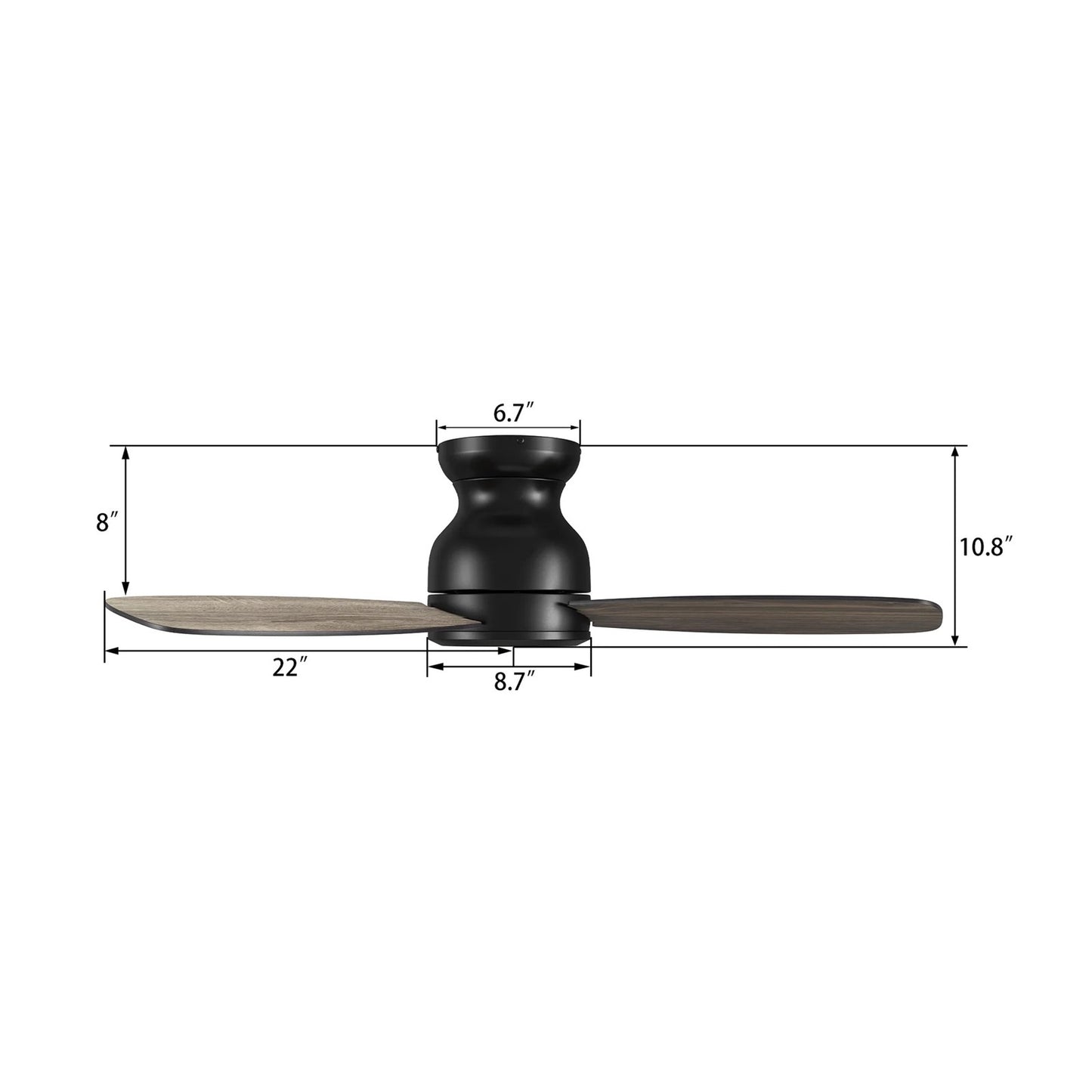 Carro Stanley 44in 3-Blade Flush Ceiling Fan | Modern Black Barnwood Plywood | Living Room & Bedroom | 44 x 44 x 10.8 in | Model CFR443Q-N10-BG-1-FM