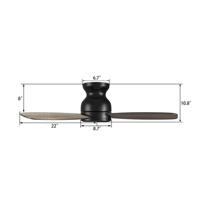 Carro Stanley 44in 3-Blade Flush Ceiling Fan | Modern Black Barnwood Plywood | Living Room & Bedroom | 44 x 44 x 10.8 in | Model CFR443Q-N10-BG-1-FM