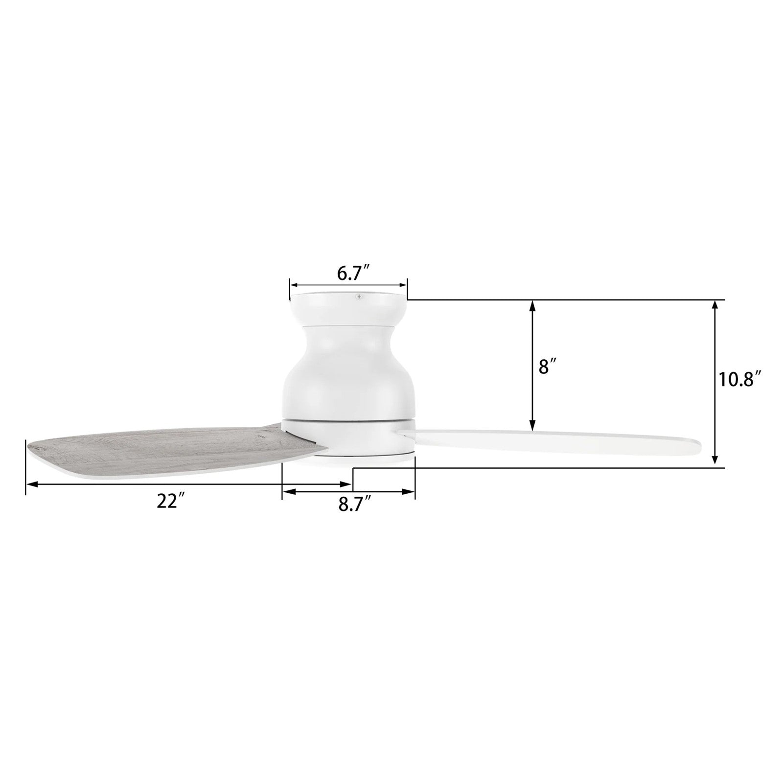 Carro Stanley 44in 3-Blade Flush Ceiling Fan | Modern White Washed Plywood | Living Room & Bedroom | 44 x 44 x 10.8 in | Model CFR443Q-N10-WP-1-FM