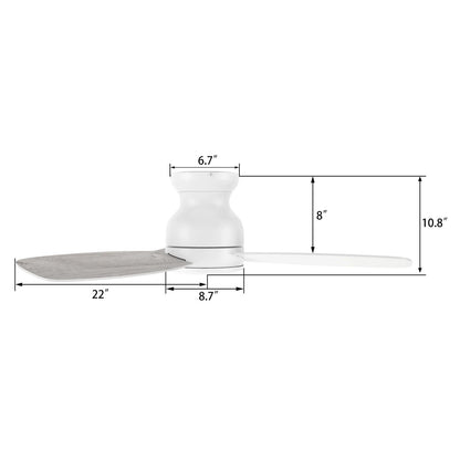 Carro Stanley 44in 3-Blade Flush Ceiling Fan | Modern White Washed Plywood | Living Room & Bedroom | 44 x 44 x 10.8 in | Model CFR443Q-N10-WP-1-FM