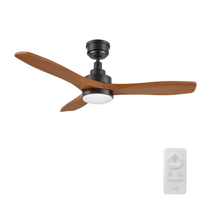Carro Bonelli 48in 3-Blade Ceiling Fan | Modern Black Antique Walnut Solid Wood | Living Room & Great Room | 48 x 48 x 13.8 in | Model CFR483K7-L11-BM2-1
