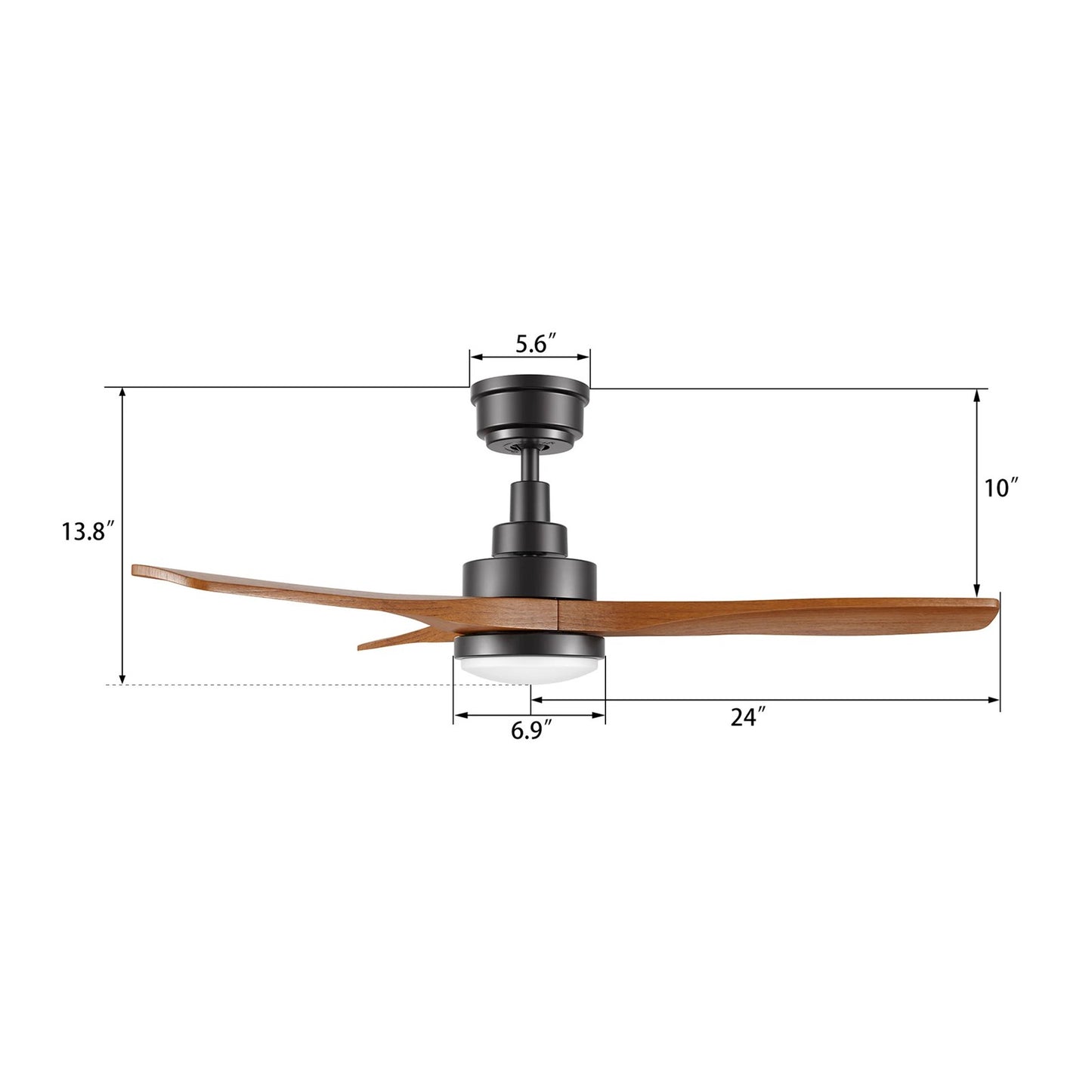 Carro Bonelli 48in 3-Blade Ceiling Fan | Modern Black Antique Walnut Solid Wood | Living Room & Great Room | 48 x 48 x 13.8 in | Model CFR483K7-L11-BM2-1