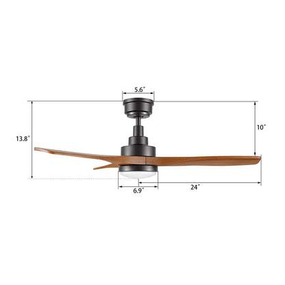 Carro Bonelli 48in 3-Blade Ceiling Fan | Modern Black Antique Walnut Solid Wood | Living Room & Great Room | 48 x 48 x 13.8 in | Model CFR483K7-L11-BM2-1