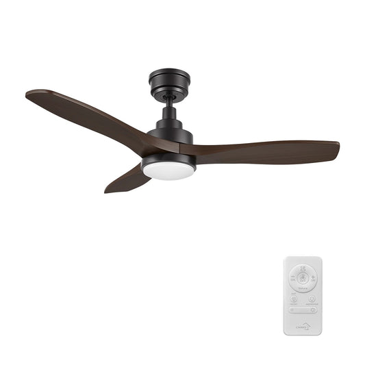 Carro Bonelli 48in 3-Blade Ceiling Fan | Modern Black Sambuca Solid Wood | Living Room & Great Room | 48 x 48 x 13.8 in | Model CFR483K7-L11-BM4-1