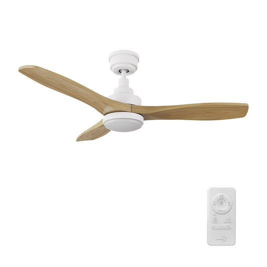 Carro Bonelli 48in 3-Blade Ceiling Fan | White Natural Solid Wood Blades with Integrated LED | Large Living Room & Great Room | Model CFR483K7-L11-WM5-1