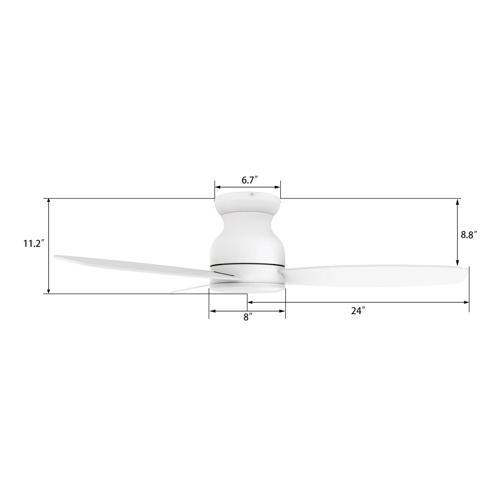 Carro Stanley 48in 3-Blade Flush Mount Ceiling Fan | White Plywood Blades | Low Ceiling Living Room & Bedroom | 48 x 48 x 10.8 | Model CFR483Q-N10-W1-1-FM