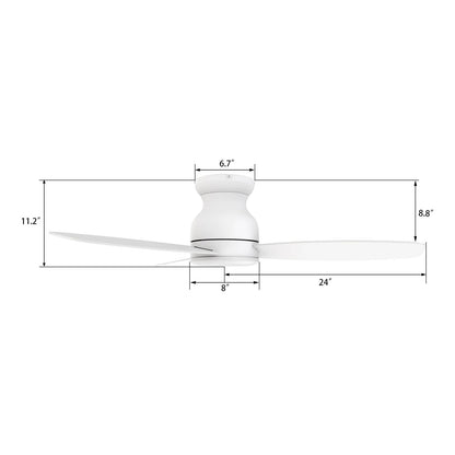 Carro Stanley 48in 3-Blade Flush Mount Ceiling Fan | White Plywood Blades | Low Ceiling Living Room & Bedroom | 48 x 48 x 10.8 | Model CFR483Q-N10-W1-1-FM