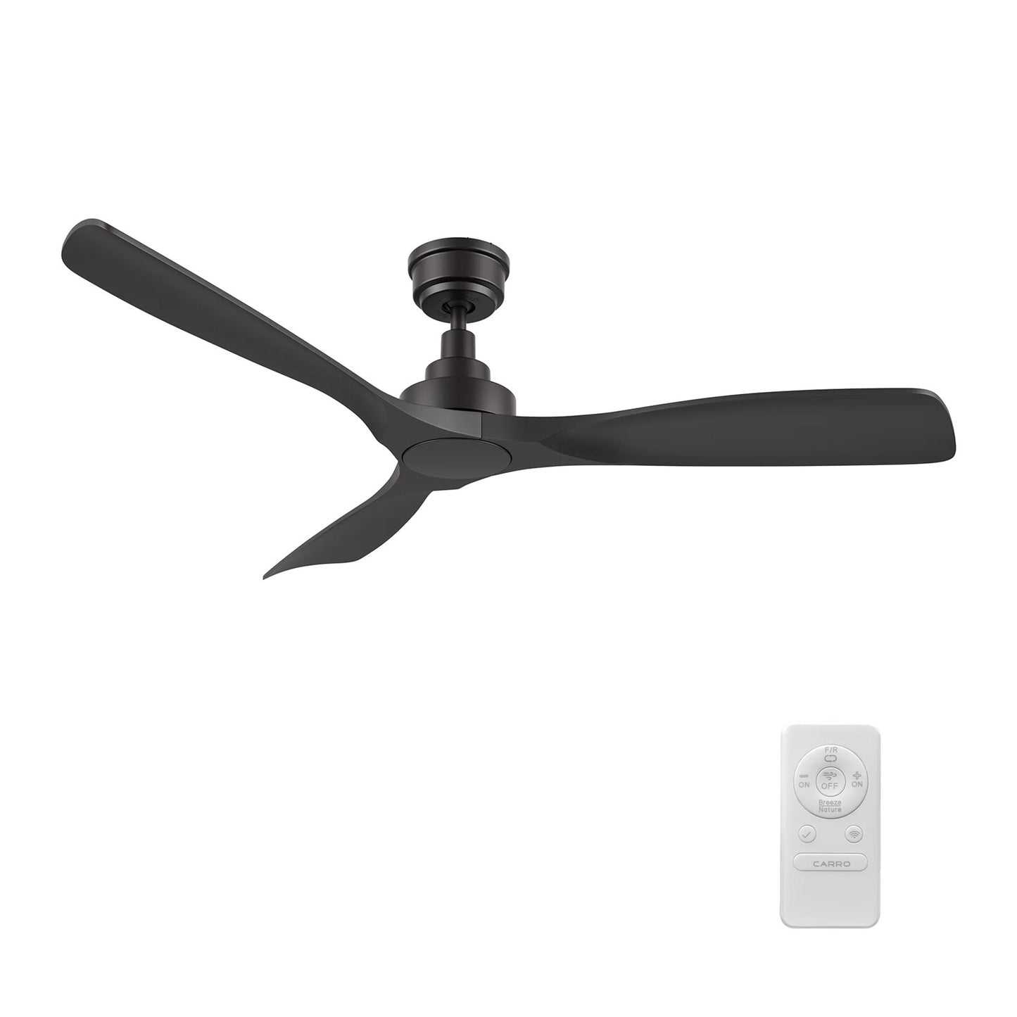 Carro Karsyn 52in 3-Blade Ceiling Fan | Black ABS Blades with Remote | Large Living Room & Bedroom | 52 x 52 x 11.7 in | Model CFR523A-N10-B2-1