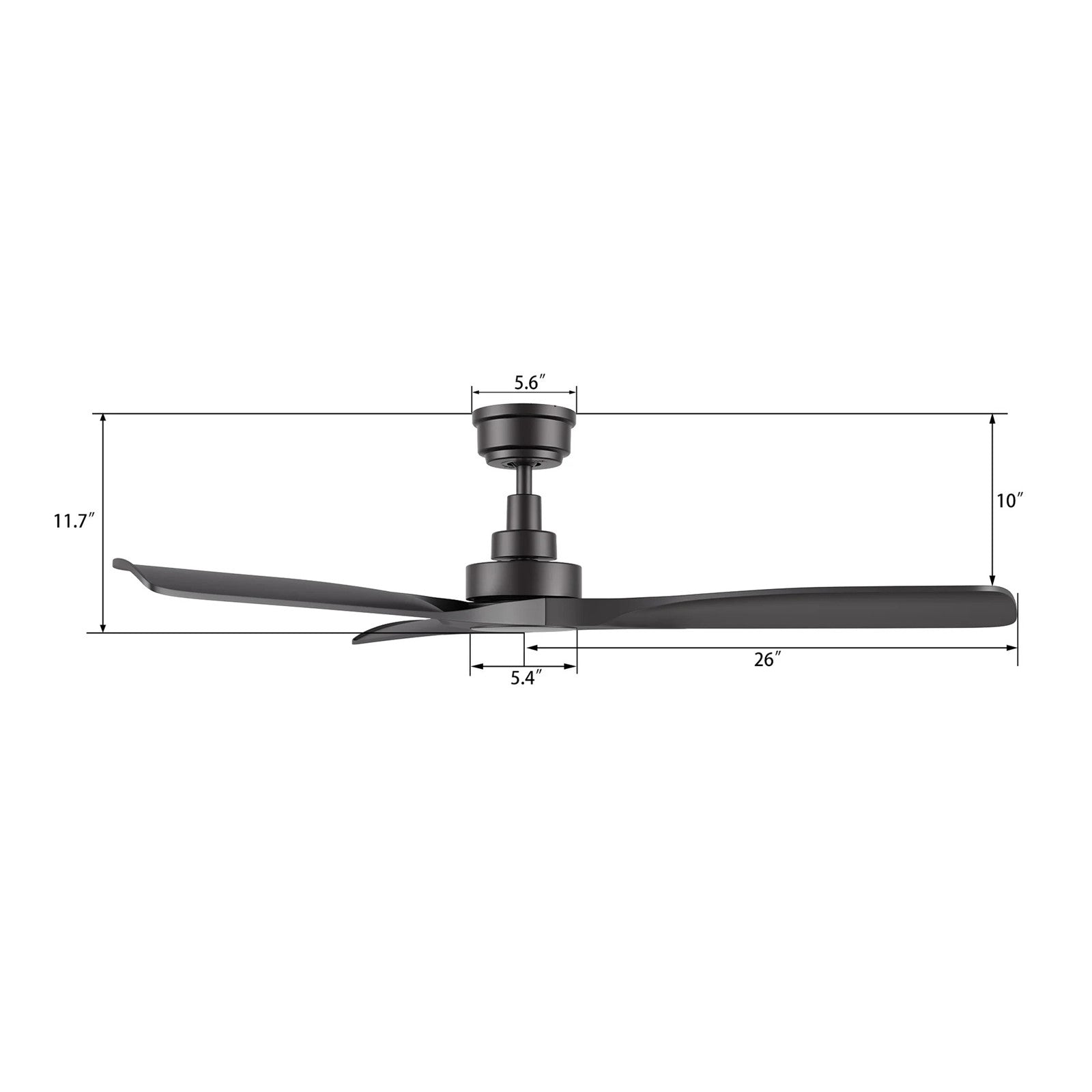 Carro Karsyn 52in 3-Blade Ceiling Fan | Black ABS Blades with Remote | Large Living Room & Bedroom | 52 x 52 x 11.7 in | Model CFR523A-N10-B2-1