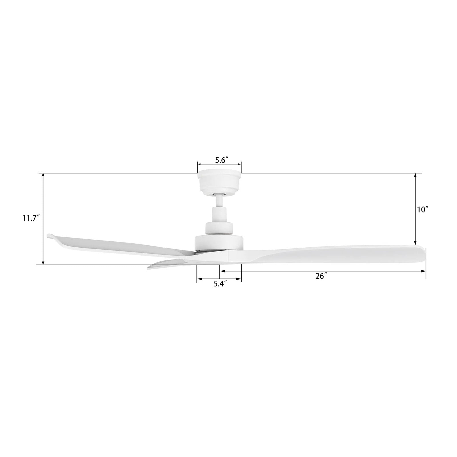Carro Karsyn 52in 3-Blade Ceiling Fan | White ABS Blades | Indoor Living Room & Bedroom | 52 x 52 x 11.7 in, DC Motor, Remote | Model CFR523A-N10-W1-1