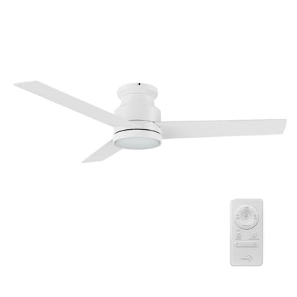 Carro Santana 52in 3-Blade Flush Ceiling Fan | White Plywood Blades | Living Room & Bedroom | 52 x 52 x 11 in, DC Motor, LED | Model CFR523E5-L12-W1-1-FM