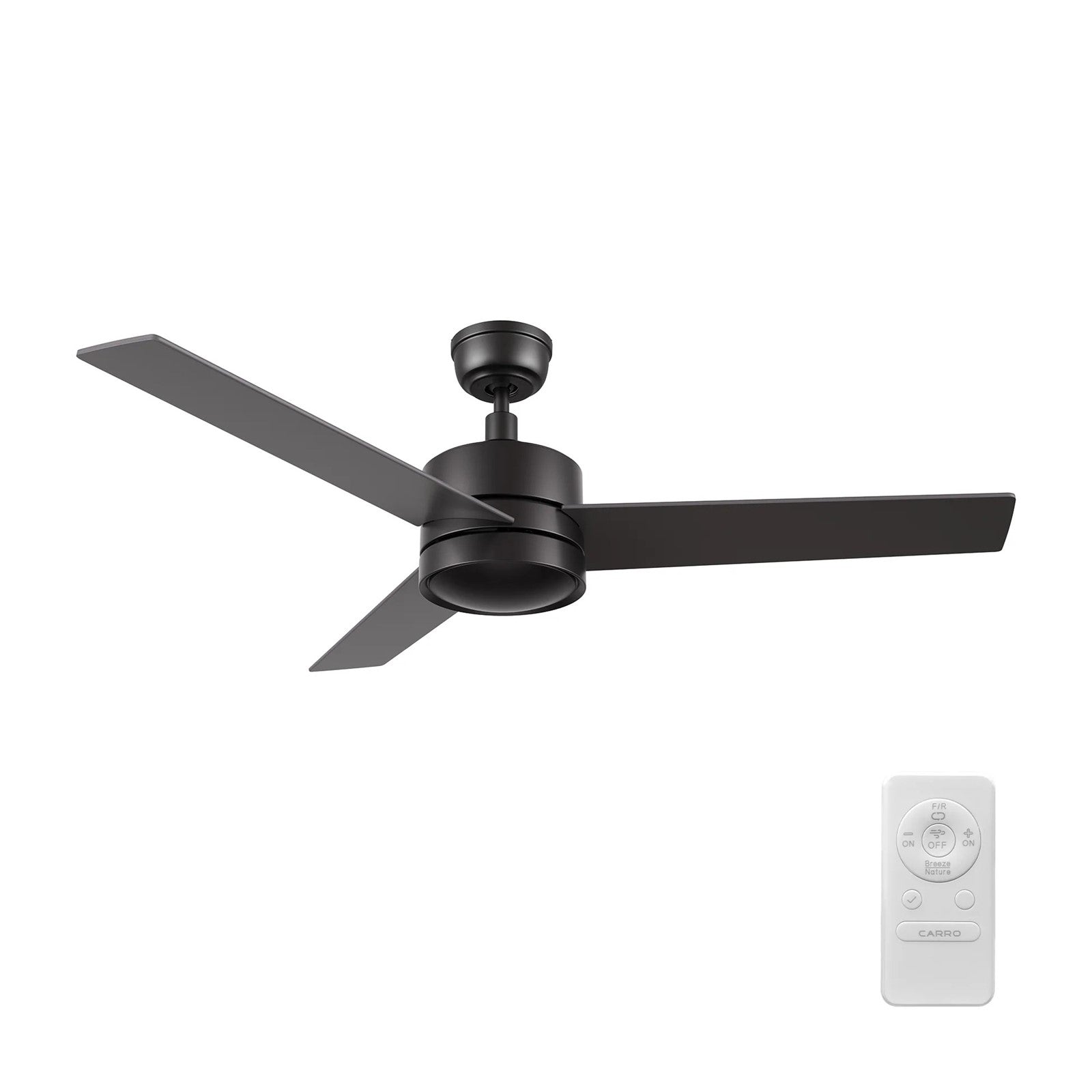 Carro Santana 52in 3-Blade Ceiling Fan | Black Plywood Blades | Living Room & Bedroom | 52 x 52 x 15 in, DC Motor, Remote (No | Model CFR523E5-N10-B2-1