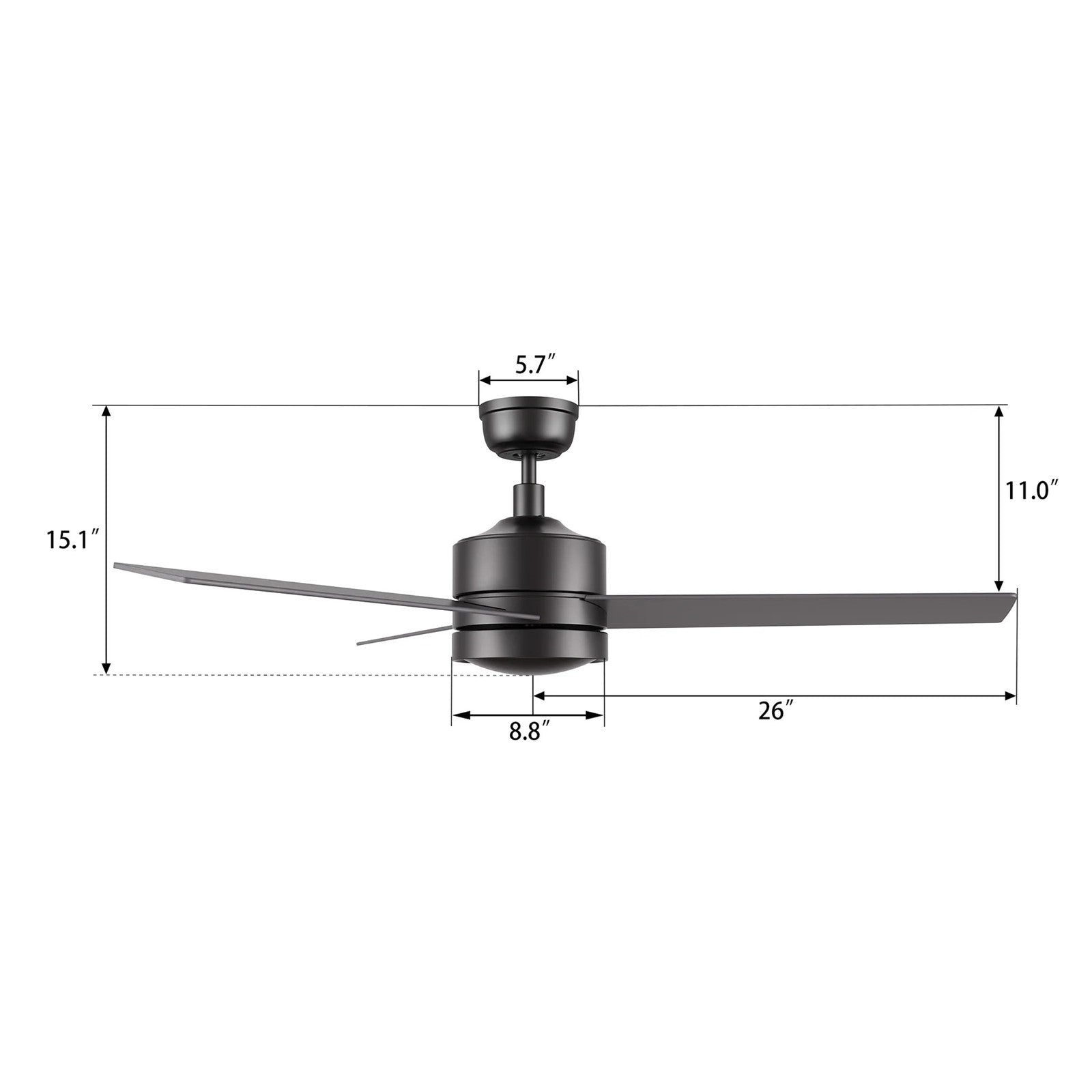 Carro Santana 52in 3-Blade Ceiling Fan | Black Plywood Blades | Living Room & Bedroom | 52 x 52 x 15 in, DC Motor, Remote (No | Model CFR523E5-N10-B2-1