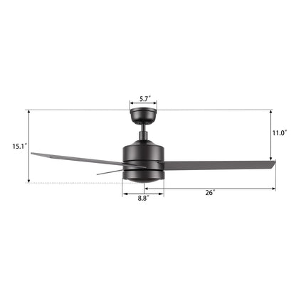 Carro Santana 52in 3-Blade Ceiling Fan | Black Plywood Blades | Living Room & Bedroom | 52 x 52 x 15 in, DC Motor, Remote (No | Model CFR523E5-N10-B2-1