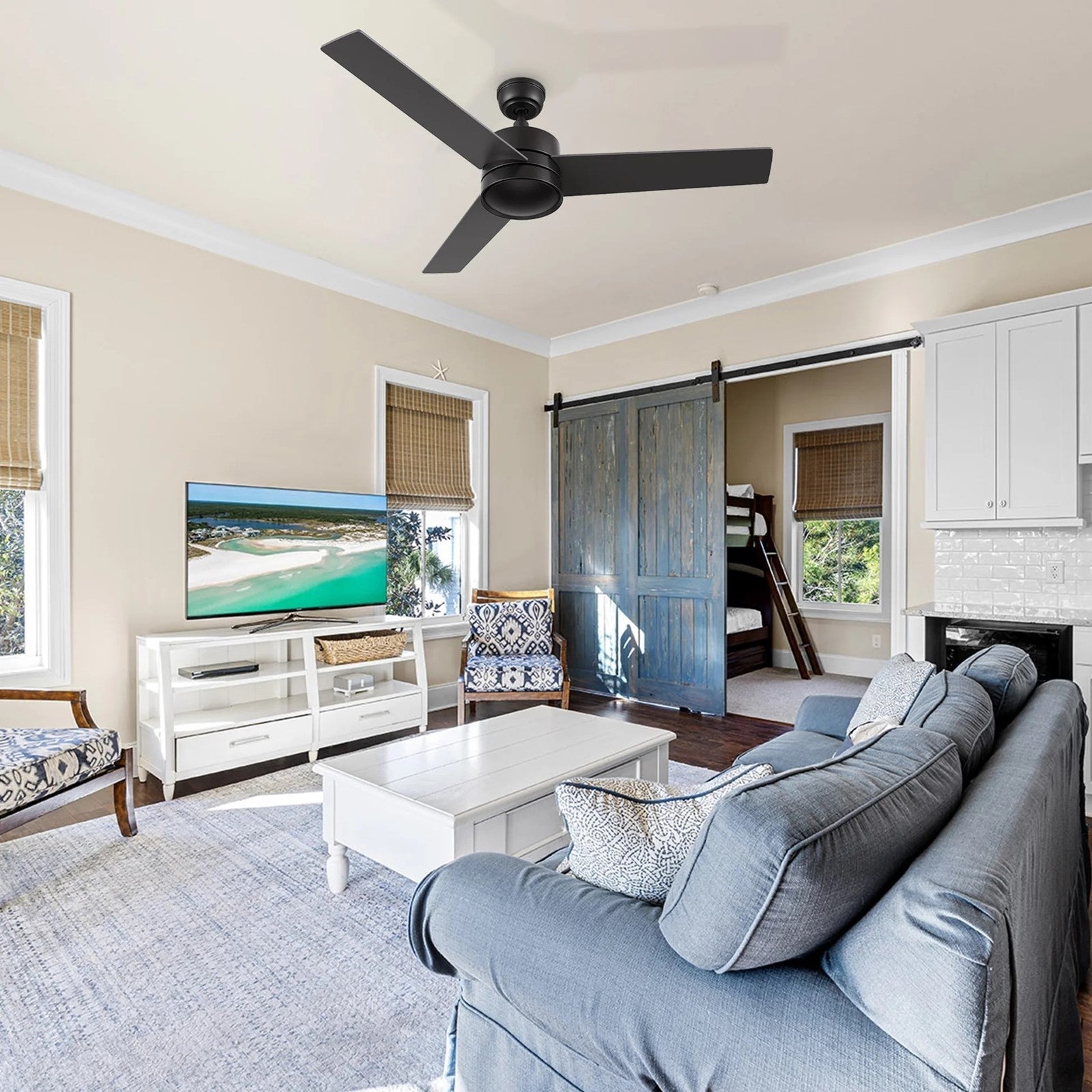 Carro Santana 52in 3-Blade Ceiling Fan | Black Plywood Blades | Living Room & Bedroom | 52 x 52 x 15 in, DC Motor, Remote (No | Model CFR523E5-N10-B2-1