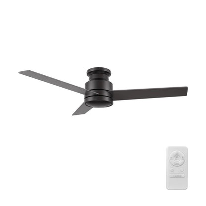 Carro Santana 52in 3-Blade Flush Mount Ceiling Fan | Modern Black and Plywood | Living Room & Bedroom | 52 x 52 x 11 in | Model CFR523E5-N10-B2-1-FM