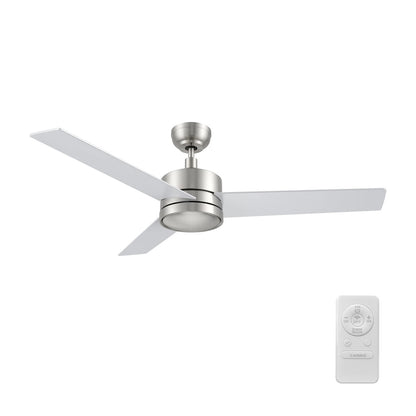 Carro Santana 52in 3-Blade Ceiling Fan | Modern Brushed Nickel and Plywood | Living Room & Bedroom | 52 x 52 x 15 in | Model CFR523E5-N10-SJ-1