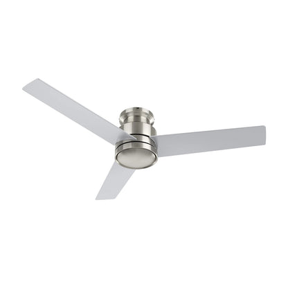 Carro Santana 52in 3-Blade Flush Mount Ceiling Fan | Modern Brushed Nickel and Plywood | Living Room & Bedroom | 52 x 52 x 11 | Model CFR523E5-N10-SJ-1-FM