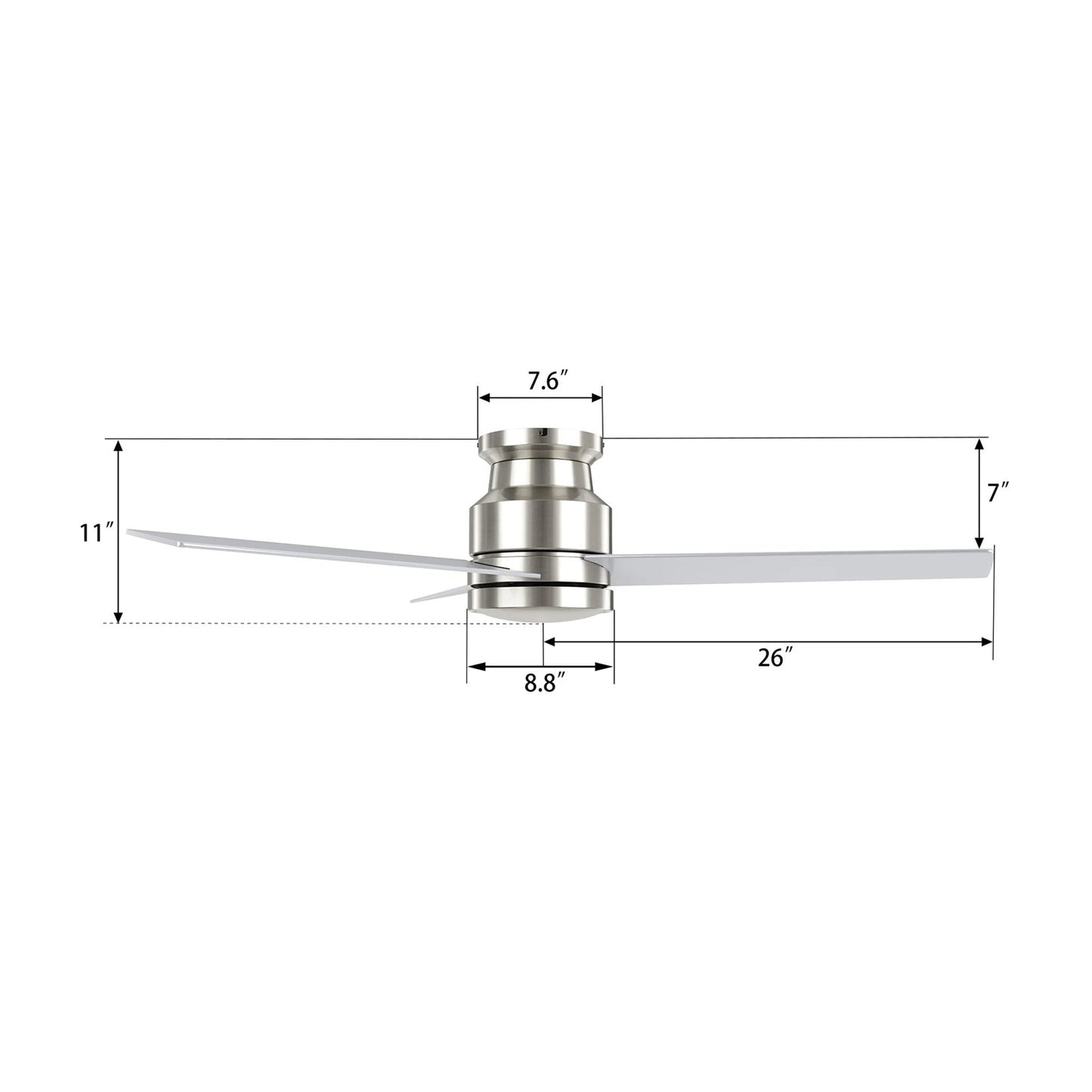 Carro Santana 52in 3-Blade Flush Mount Ceiling Fan | Modern Brushed Nickel and Plywood | Living Room & Bedroom | 52 x 52 x 11 | Model CFR523E5-N10-SJ-1-FM