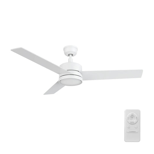 Carro Santana 52in 3-Blade Ceiling Fan | Modern White and Plywood | Living Room & Bedroom | 52 x 52 x 15 in | Model CFR523E5-N10-W1-1