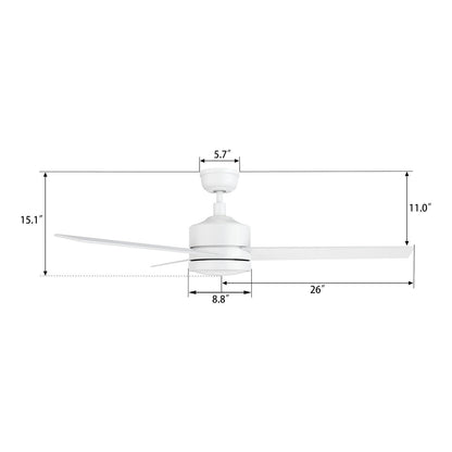 Carro Santana 52in 3-Blade Ceiling Fan | Modern White and Plywood | Living Room & Bedroom | 52 x 52 x 15 in | Model CFR523E5-N10-W1-1