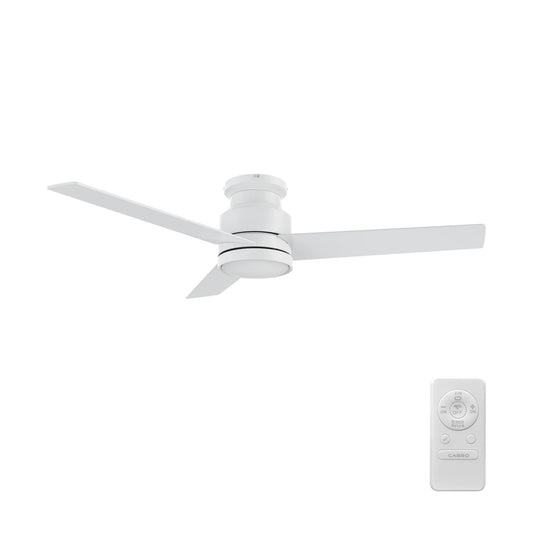 Carro Santana 52in Flush Mount Ceiling Fan | Modern White Plywood Blades | Living Room & Bedroom | 52 x 52 x 11 in, DC Motor | Model CFR523E5-N10-W1-1-FM