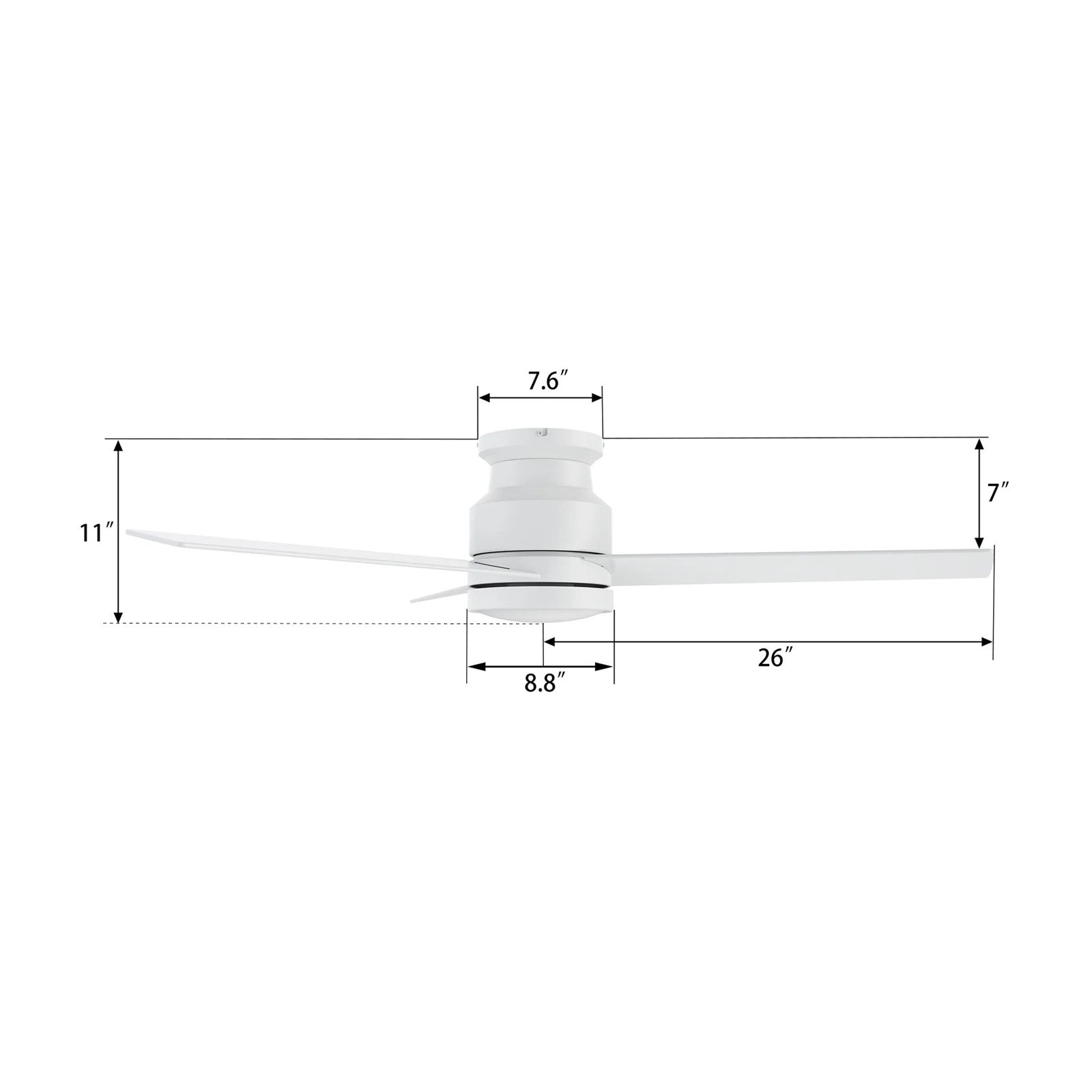 Carro Santana 52in Flush Mount Ceiling Fan | Modern White Plywood Blades | Living Room & Bedroom | 52 x 52 x 11 in, DC Motor | Model CFR523E5-N10-W1-1-FM