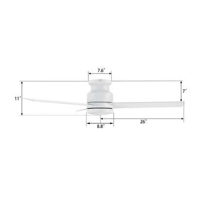 Carro Santana 52in Flush Mount Ceiling Fan | Modern White Plywood Blades | Living Room & Bedroom | 52 x 52 x 11 in, DC Motor | Model CFR523E5-N10-W1-1-FM