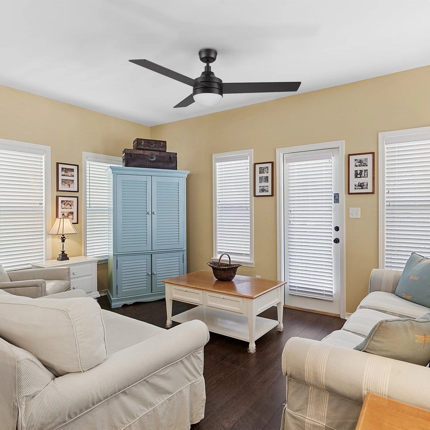 Carro Kimball 52in Ceiling Fan with Light | Modern Black Plywood Blades and Integrated LED | Living Room & Bedroom | 52 x 52 x | Model CFR523E6-L12-B2-1