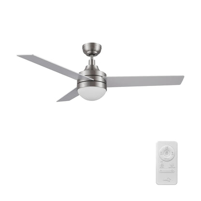 Carro Kimball 52in Ceiling Fan with Light | Modern Brushed Nickel Plywood Blades and Integrated LED | Living Room & Bedroom | 52 | Model CFR523E6-L12-SJ-1