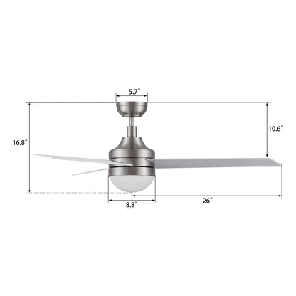 Carro Kimball 52in Ceiling Fan with Light | Modern Brushed Nickel Plywood Blades and Integrated LED | Living Room & Bedroom | 52 | Model CFR523E6-L12-SJ-1
