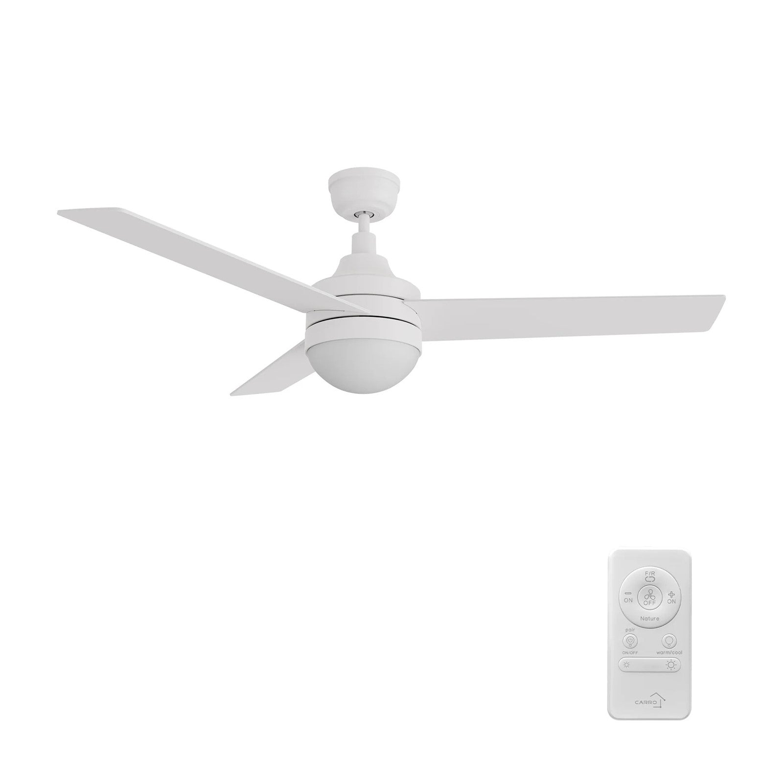 Carro Kimball 52in Ceiling Fan with Light | Modern White Plywood Blades and Integrated LED | Living Room & Bedroom | 52 x 52 x | Model CFR523E6-L12-W1-1
