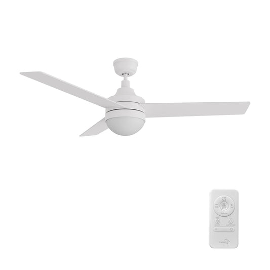 Carro Kimball 52in Ceiling Fan with Light | Modern White Plywood Blades and Integrated LED | Living Room & Bedroom | 52 x 52 x | Model CFR523E6-L12-W1-1
