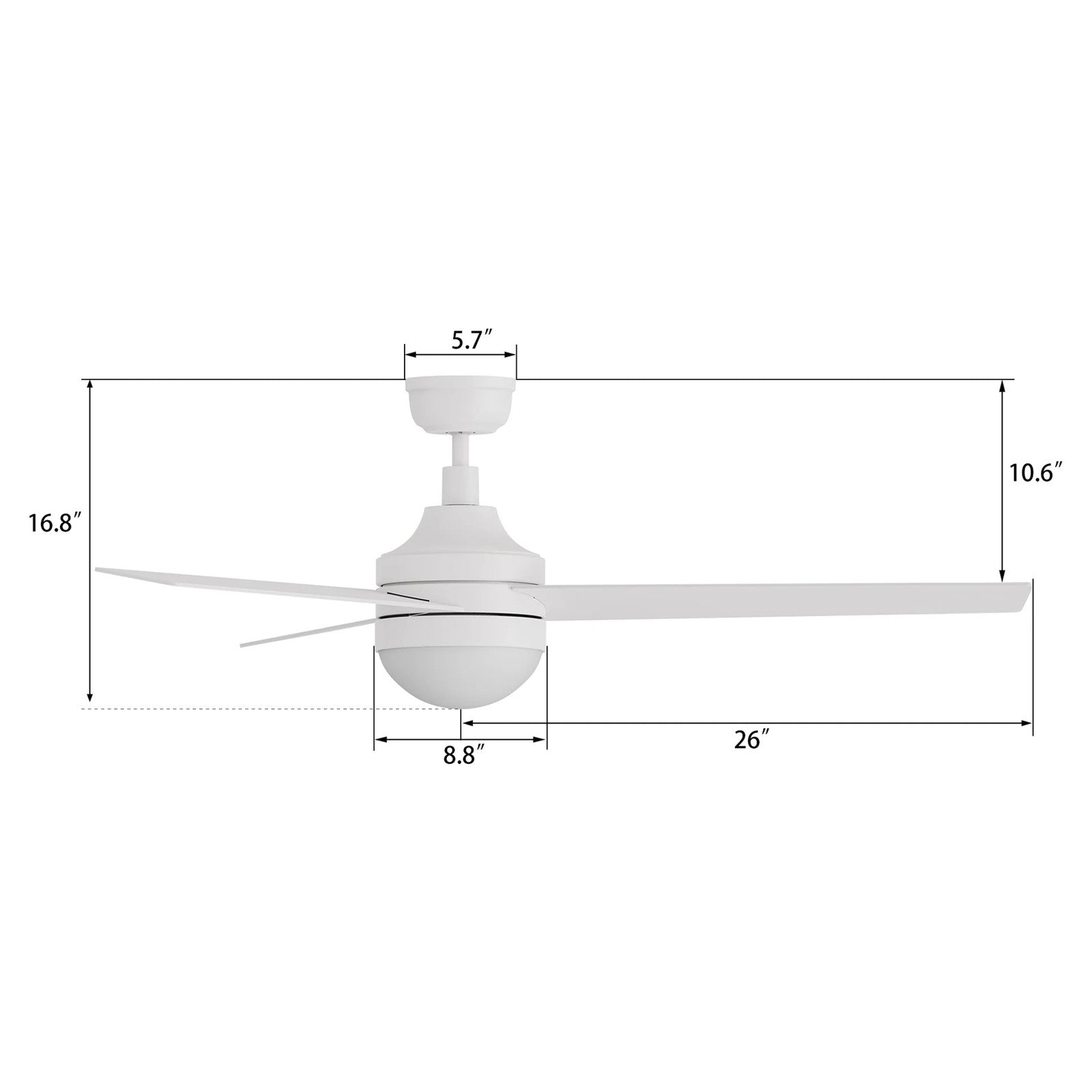 Carro Kimball 52in Ceiling Fan with Light | Modern White Plywood Blades and Integrated LED | Living Room & Bedroom | 52 x 52 x | Model CFR523E6-L12-W1-1