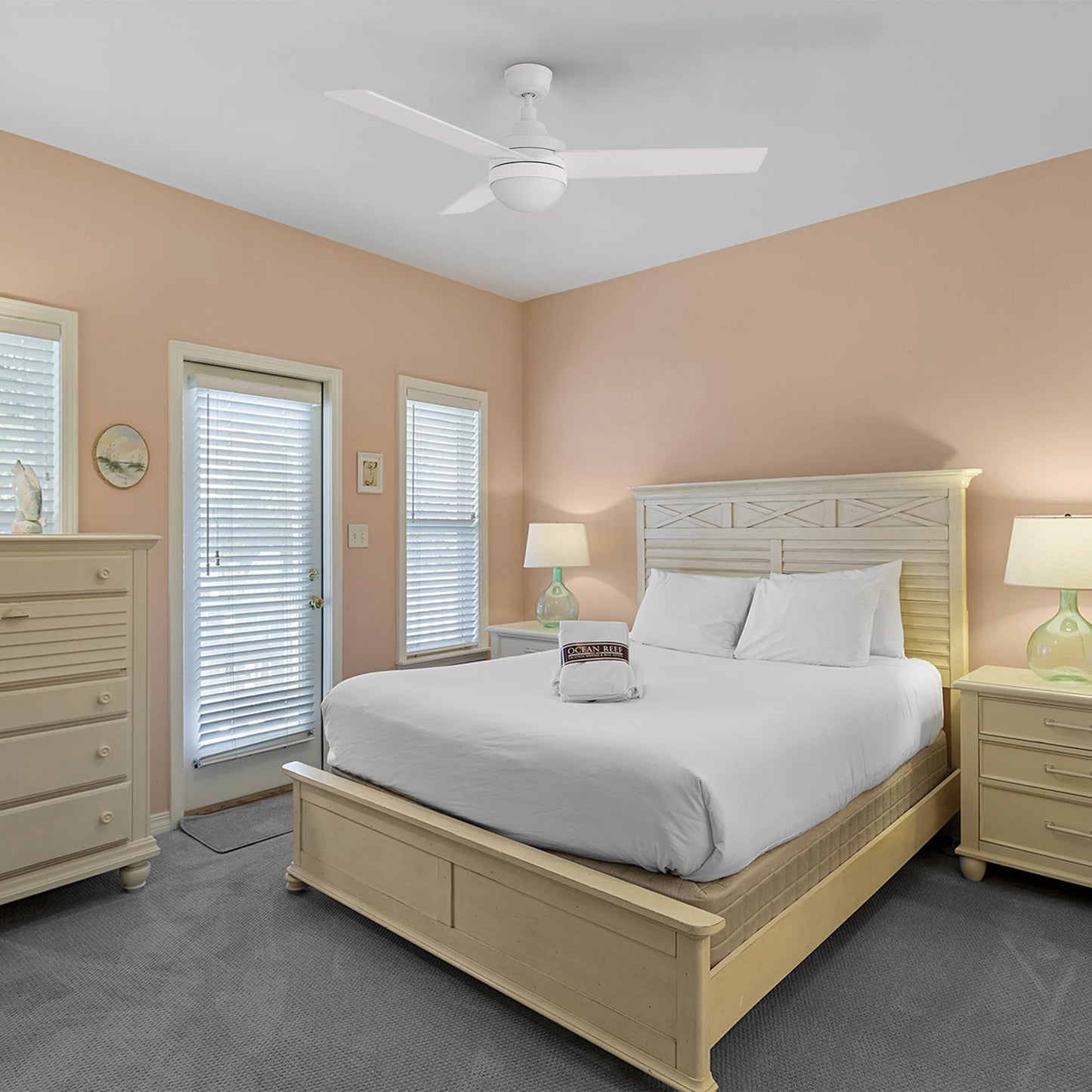 Carro Kimball 52in Ceiling Fan with Light | Modern White Plywood Blades and Integrated LED | Living Room & Bedroom | 52 x 52 x | Model CFR523E6-L12-W1-1