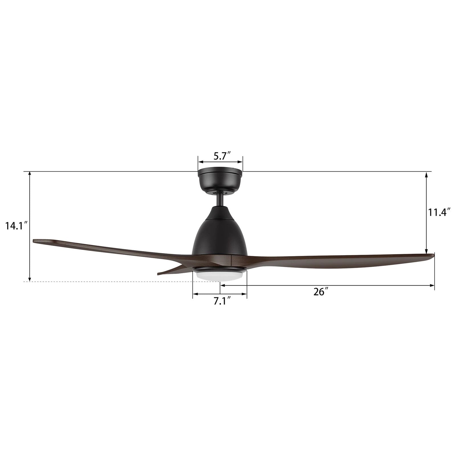 Carro Phoenix 52in 3-Blade Ceiling Fan with LED | Modern Black Sambuca Solid Wood Blades | Indoor Living Room & Bedroom | 14.1 | Model CFR523K2-L11-BM4-1