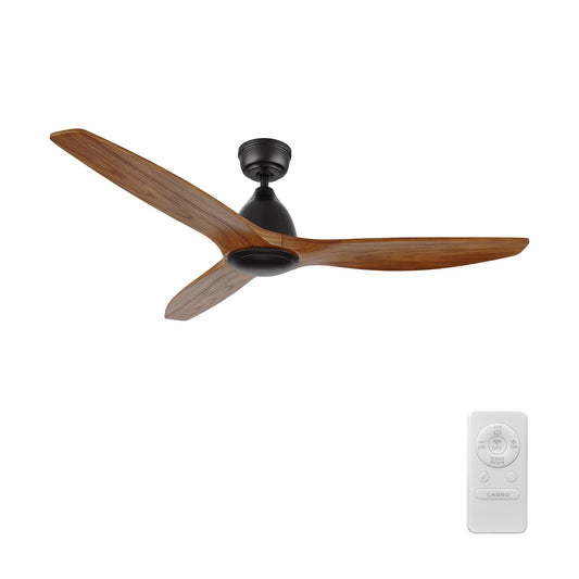 Carro Phoenix 52in 3-Blade Ceiling Fan No Light | Modern Black Antique Walnut Solid Wood Blades | Indoor Living Room & Bedroom | Model CFR523K2-N10-BM2-1