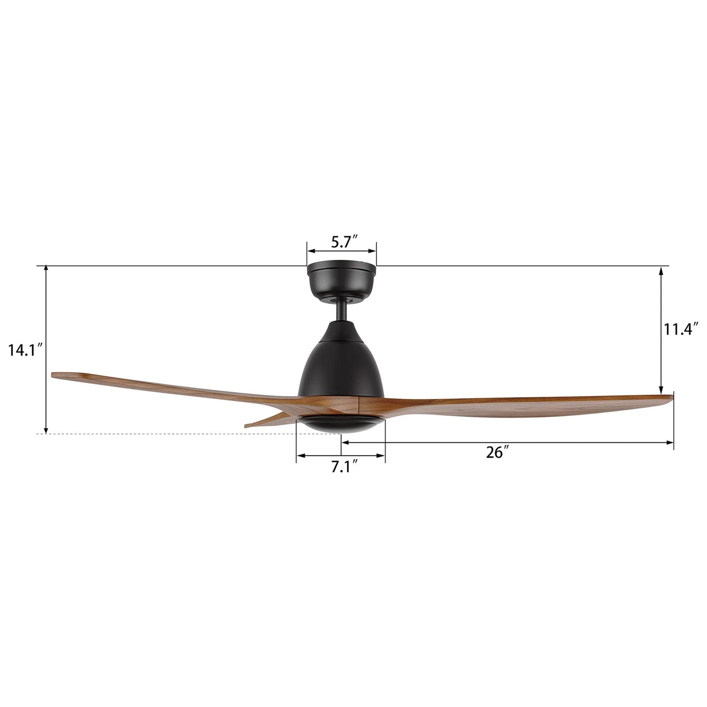 Carro Phoenix 52in 3-Blade Ceiling Fan No Light | Modern Black Antique Walnut Solid Wood Blades | Indoor Living Room & Bedroom | Model CFR523K2-N10-BM2-1