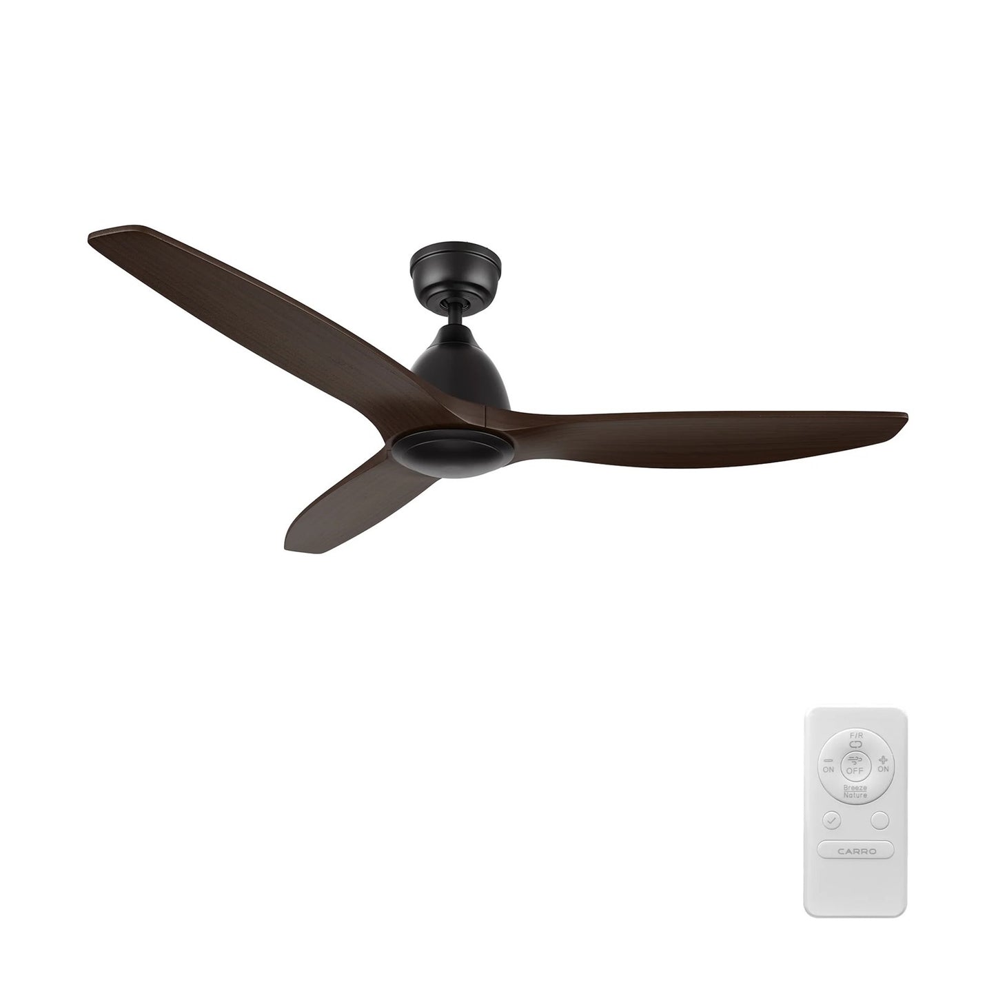 Carro Phoenix 52in 3-Blade Ceiling Fan | Modern Black Sambuca and Solid Wood | Indoor Living Room & Bedroom | 14.1 x 52 x 52 in | Model CFR523K2-N10-BM4-1