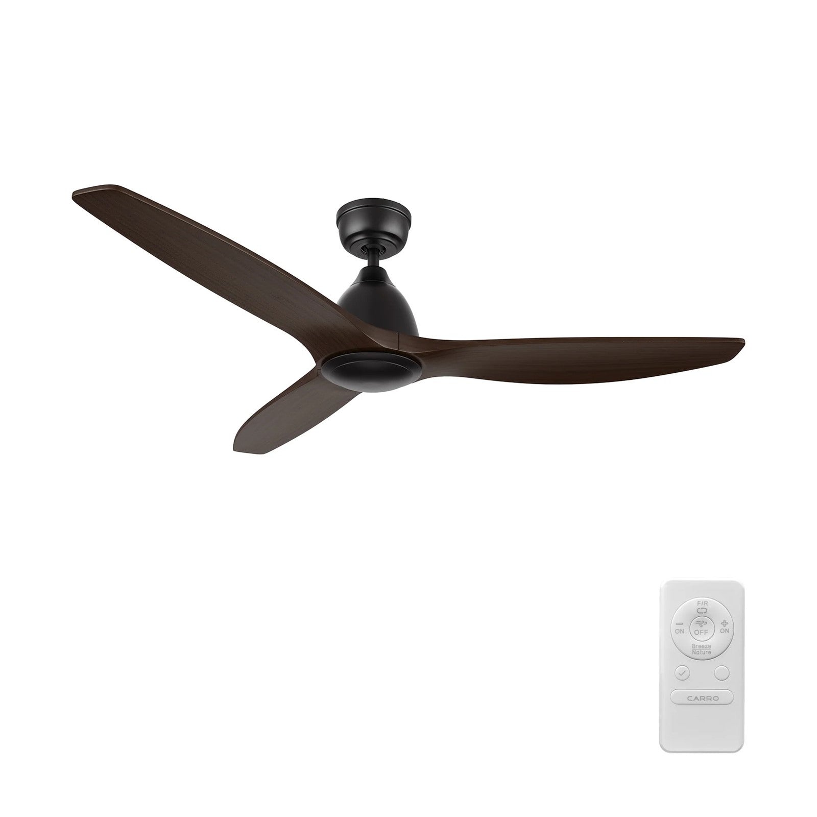 Carro Phoenix 52in 3-Blade Ceiling Fan | Modern Black Sambuca and Solid Wood | Indoor Living Room & Bedroom | 14.1 x 52 x 52 in | Model CFR523K2-N10-BM4-1