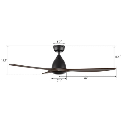 Carro Phoenix 52in 3-Blade Ceiling Fan | Modern Black Sambuca and Solid Wood | Indoor Living Room & Bedroom | 14.1 x 52 x 52 in | Model CFR523K2-N10-BM4-1