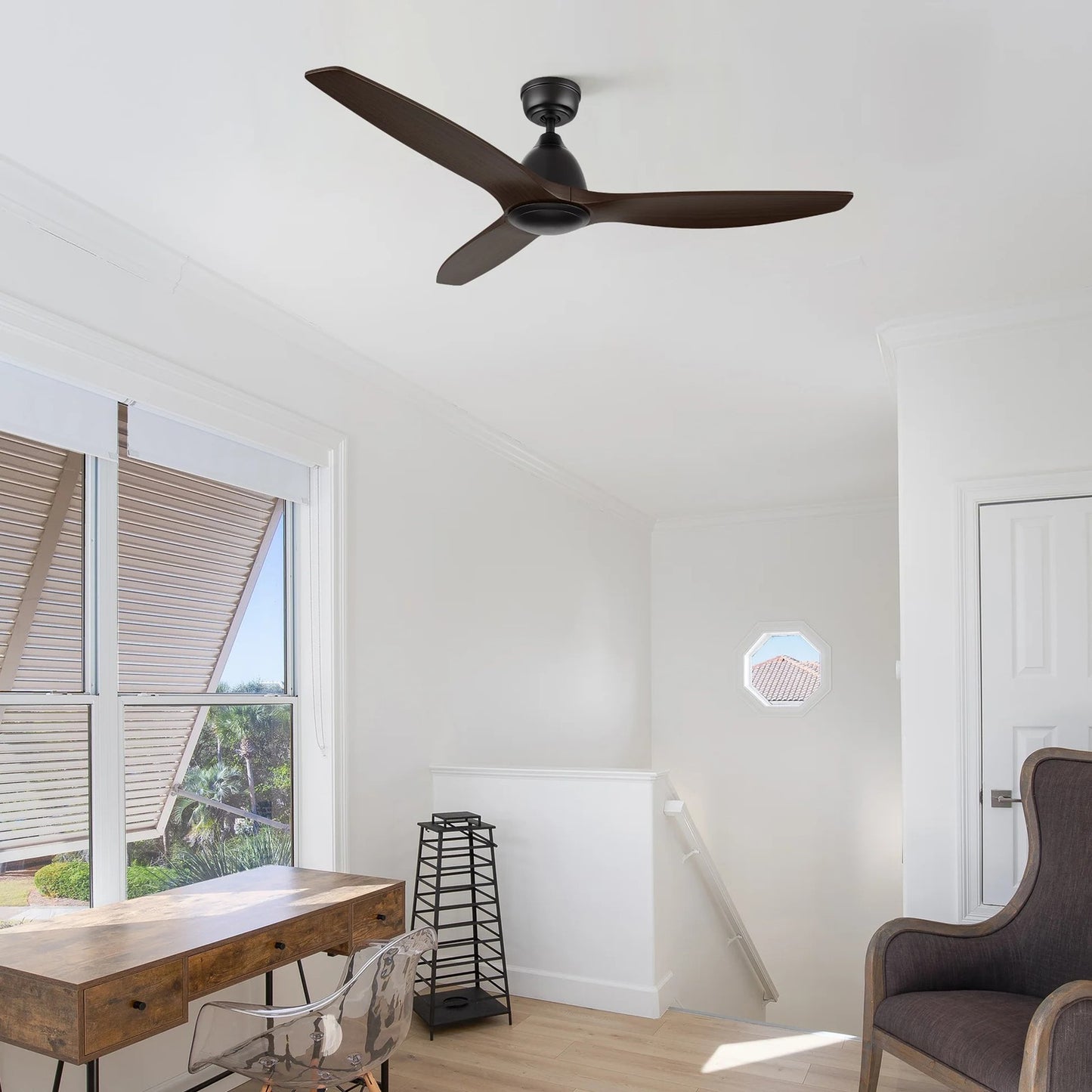 Carro Phoenix 52in 3-Blade Ceiling Fan | Modern Black Sambuca and Solid Wood | Indoor Living Room & Bedroom | 14.1 x 52 x 52 in | Model CFR523K2-N10-BM4-1