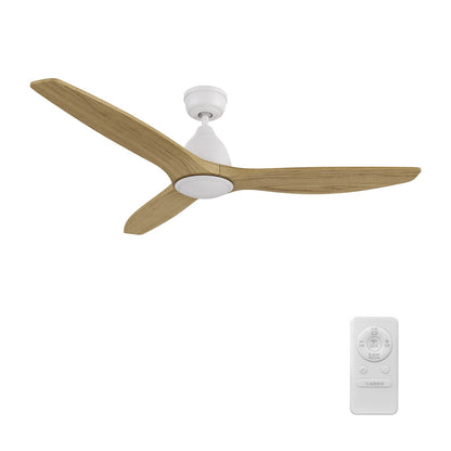 Carro Phoenix 52in 3-Blade Ceiling Fan | Modern White Natural and Solid Wood | Indoor Living Room & Bedroom | 14.1 x 52 x 52 in | Model CFR523K2-N10-WM5-1
