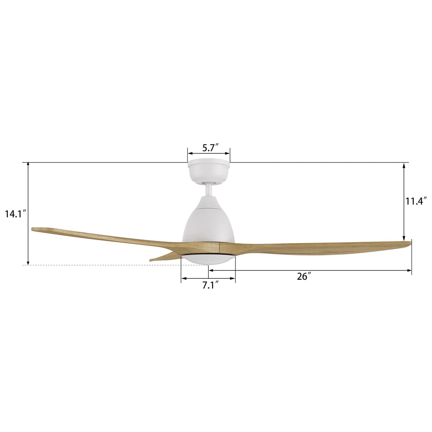 Carro Phoenix 52in 3-Blade Ceiling Fan | Modern White Natural and Solid Wood | Indoor Living Room & Bedroom | 14.1 x 52 x 52 in | Model CFR523K2-N10-WM5-1