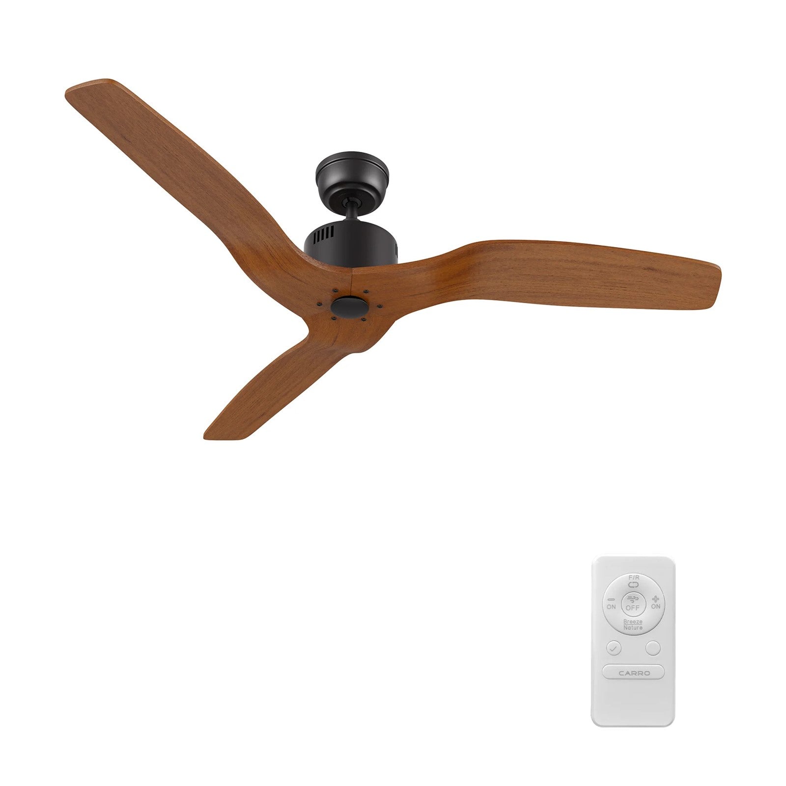 Carro Garnett 52in 3-Blade Ceiling Fan | Modern Black and Solid Wood | Indoor Living Room & Bedroom | 11.8 x 52 x 52 in | Model CFR523K5-N10-BM2-1