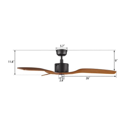 Carro Garnett 52in 3-Blade Ceiling Fan | Modern Black and Solid Wood | Indoor Living Room & Bedroom | 11.8 x 52 x 52 in | Model CFR523K5-N10-BM2-1