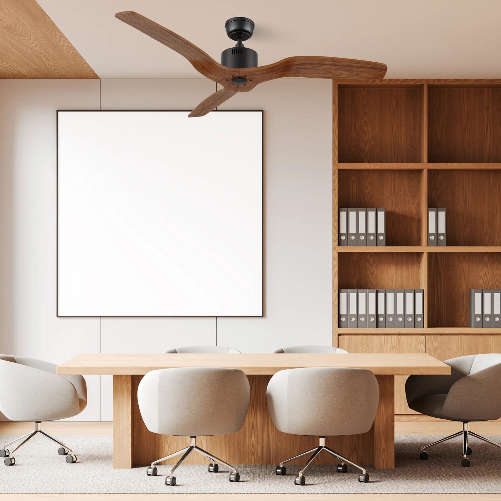 Carro Garnett 52in 3-Blade Ceiling Fan | Modern Black and Solid Wood | Indoor Living Room & Bedroom | 11.8 x 52 x 52 in | Model CFR523K5-N10-BM2-1