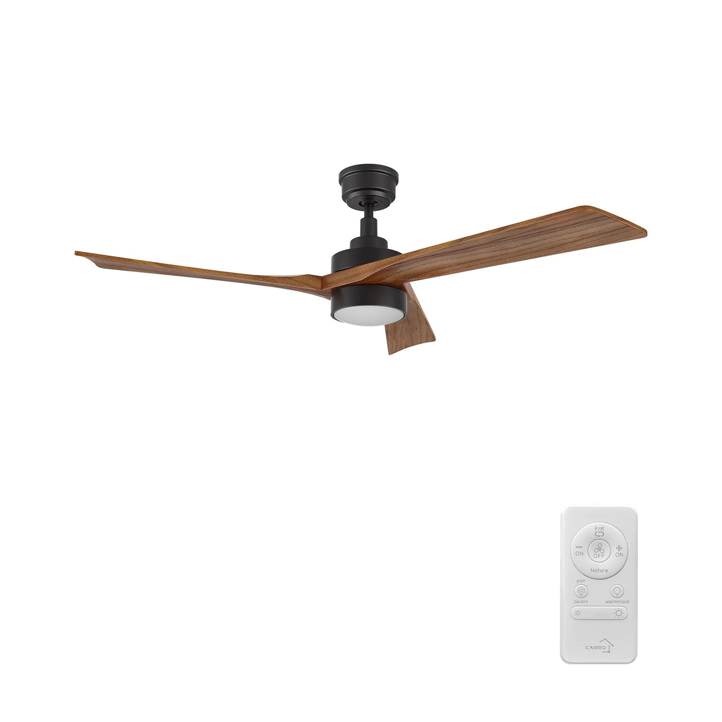 Carro Westbury 52in 3-Blade Ceiling Fan | Black Antique Walnut Solid Wood Blades | Living Room & Bedroom | 52 x 52 x 14.6 in | Model CFR523M-L11-BM2-1