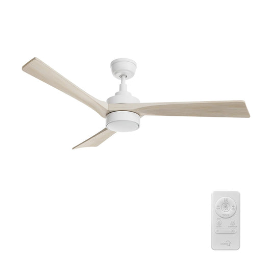 Carro Westbury 52in 3-Blade Ceiling Fan | White Solid Wood Blades | Living Room & Bedroom | 52 x 52 x 14.6 in | Model CFR523M-L11-WM1-1